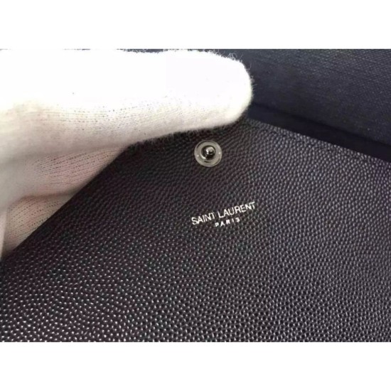 Replica Saint Laurent So Black Chain Wallet In Grained Leather