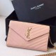 Replica Saint Laurent Chain Wallet In Beige Grain Leather