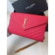 Replica Saint Laurent Chain Wallet In Red Grain Leather