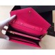 Replica Saint Laurent Chain Wallet In Rose Red Grain Leather