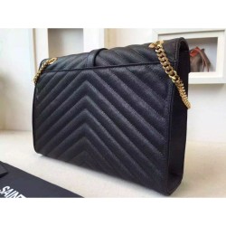 Replica Saint Laurent Large Satchel Bag In Black Grained Leather