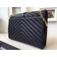 Replica Saint Laurent Large Satchel Bag In Black Grained Leather