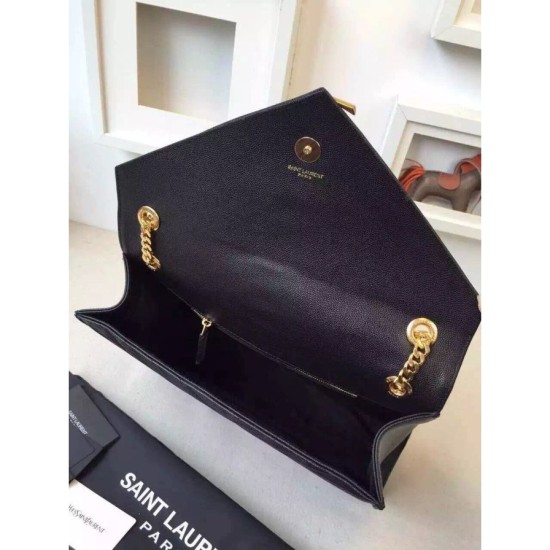 Replica Saint Laurent Large Satchel Bag In Black Grained Leather
