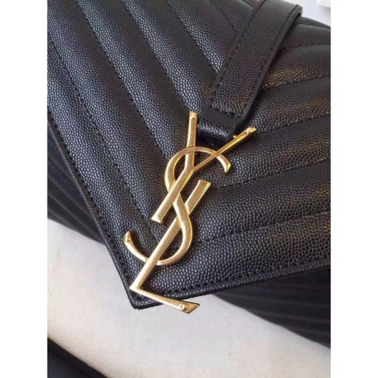 Replica Saint Laurent Large Satchel Bag In Black Grained Leather