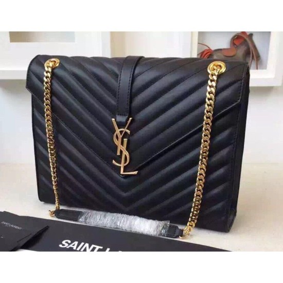 Replica Saint Laurent Large Satchel Bag In Black Leather