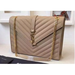 Replica Saint Laurent Large Satchel Bag In Khaki Grained Leather