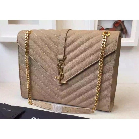 Replica Saint Laurent Large Satchel Bag In Khaki Grained Leather