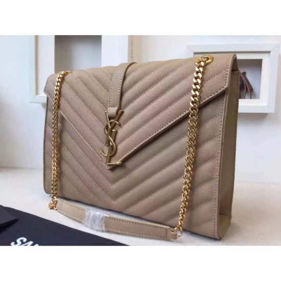 Replica Saint Laurent Large Satchel Bag In Khaki Grained Leather