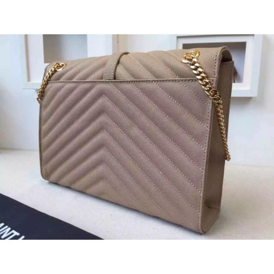 Replica Saint Laurent Large Satchel Bag In Khaki Grained Leather