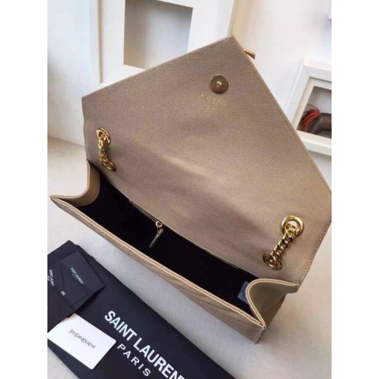 Replica Saint Laurent Large Satchel Bag In Khaki Grained Leather