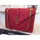 Replica Saint Laurent Large Satchel Bag In Red Grained Leather