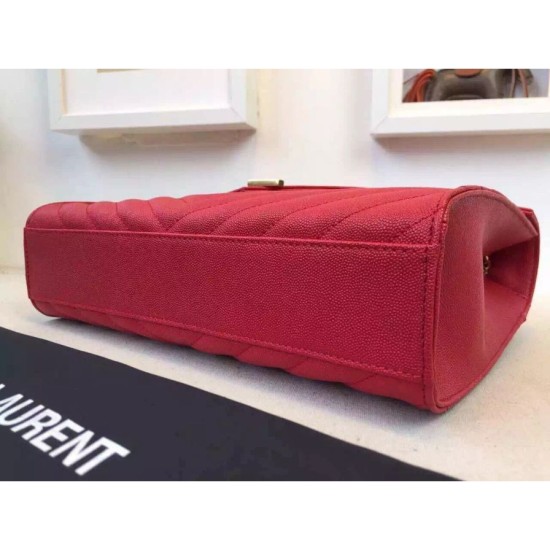 Replica Saint Laurent Large Satchel Bag In Red Grained Leather
