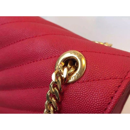 Replica Saint Laurent Large Satchel Bag In Red Grained Leather
