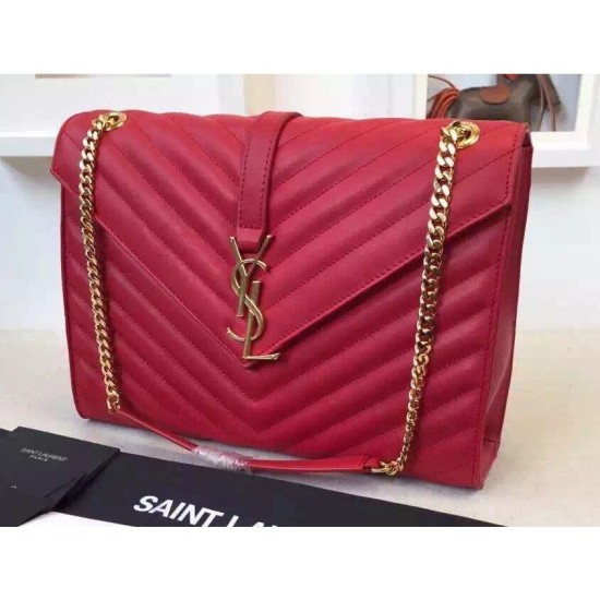 Replica Saint Laurent Large Satchel Bag In Red Leather