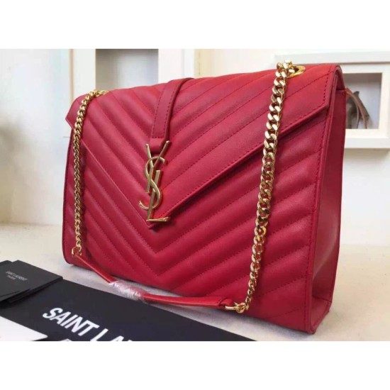 Replica Saint Laurent Large Satchel Bag In Red Leather