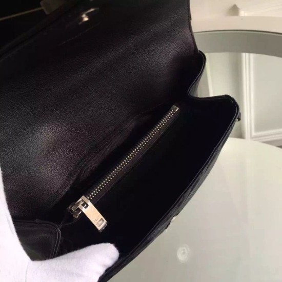 Fake Saint Laurent Medium Monogram College Bag in Black Goatskin Replica