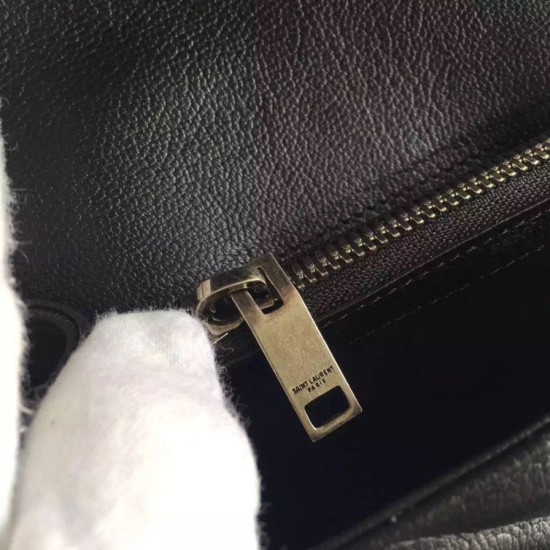 Fake Saint Laurent Medium Monogram College Bag in Black Goatskin Replica