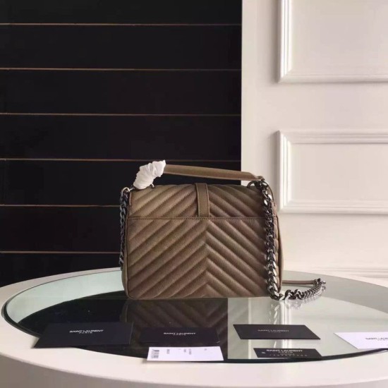 Replica Saint Laurent Medium Monogram College Bag in Havane Goatskin