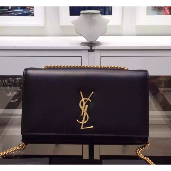 Replica Saint Laurent Medium Satchel Bag In Black Calfskin