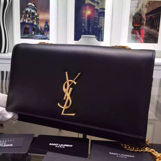 Replica Saint Laurent Medium Satchel Bag In Black Calfskin