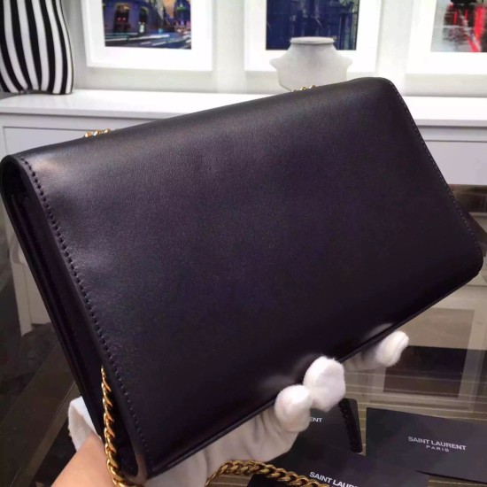 Replica Saint Laurent Medium Satchel Bag In Black Calfskin