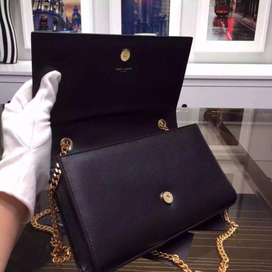 Replica Saint Laurent Medium Satchel Bag In Black Calfskin