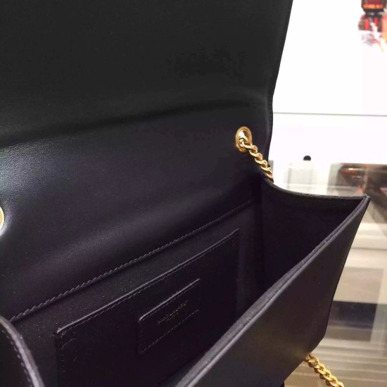 Replica Saint Laurent Medium Satchel Bag In Black Calfskin