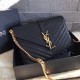 Replica Saint Laurent Medium Satchel Bag In Black Grained Leather