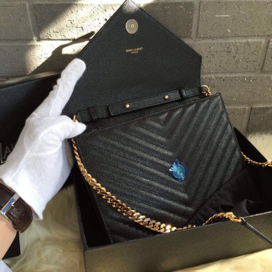 Replica Saint Laurent Medium Satchel Bag In Black Grained Leather