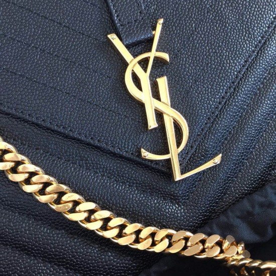 Replica Saint Laurent Medium Satchel Bag In Black Grained Leather