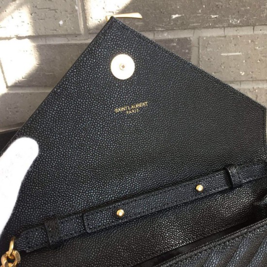 Replica Saint Laurent Medium Satchel Bag In Black Grained Leather