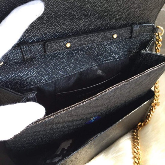 Replica Saint Laurent Medium Satchel Bag In Black Grained Leather
