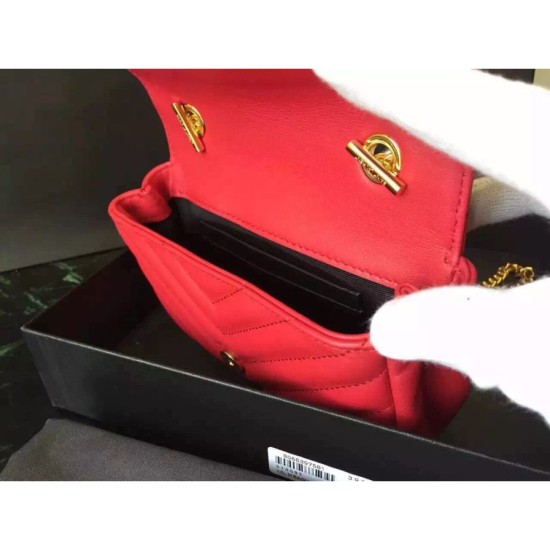 Fake Saint Laurent Red Baby Monogram Chain Bag Replica