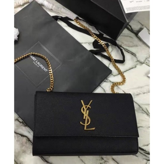 Replica Saint Lauren Classic Medium KATE Monogram Satchel Black