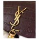 Fake Saint Lauren Crocodile Small Monogram Chain Bag Mauve Replica