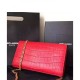 Replica Saint Lauren Crocodile Small Monogram Chain Bag Red