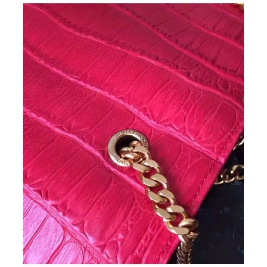 Replica Saint Lauren Crocodile Small Monogram Chain Bag Red