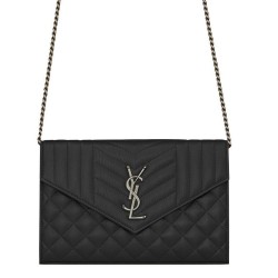 Fake Saint Lauren Monogram Chain Wallet Black Replica