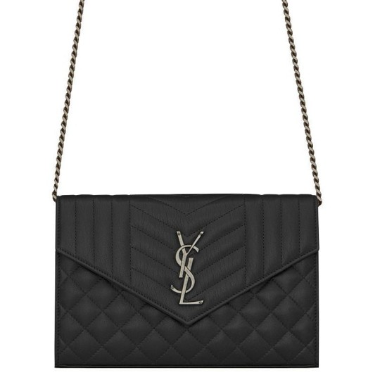 Fake Saint Lauren Monogram Chain Wallet Black Replica