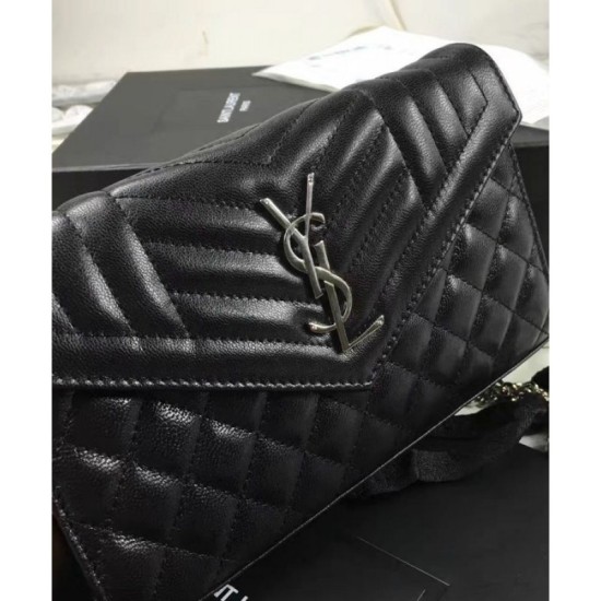 Fake Saint Lauren Monogram Chain Wallet Black Replica