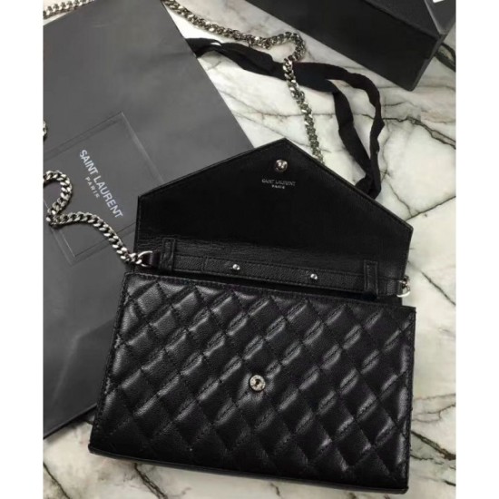 Fake Saint Lauren Monogram Chain Wallet Black Replica