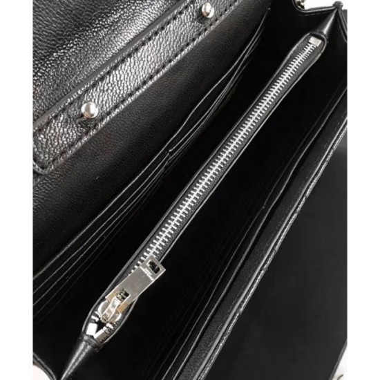 Fake Saint Lauren Monogram Chain Wallet Black Replica