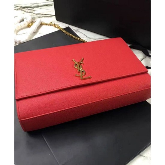 Fake YSL Classic Large KATE Monogram Saint Lauren Satchel Red Replica