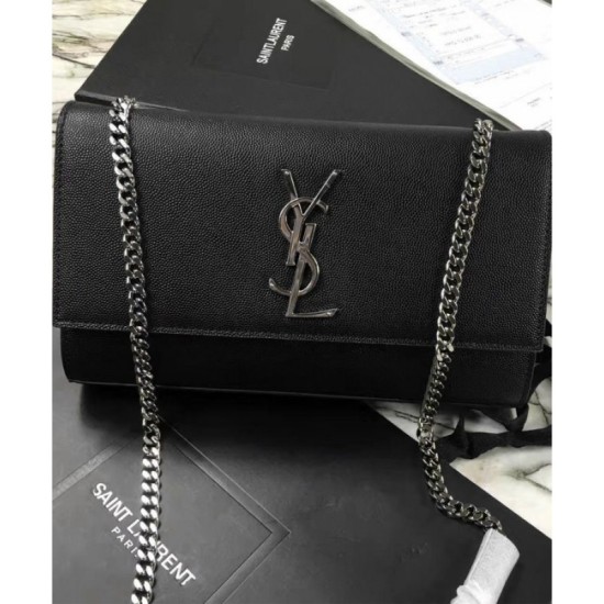 Replica YSL Classic Medium KATE Monogram Saint Lauren Satchel Black