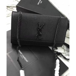 Fake YSL Classic Medium KATE Monogram SAINT LAURENT Satchel Black Replica