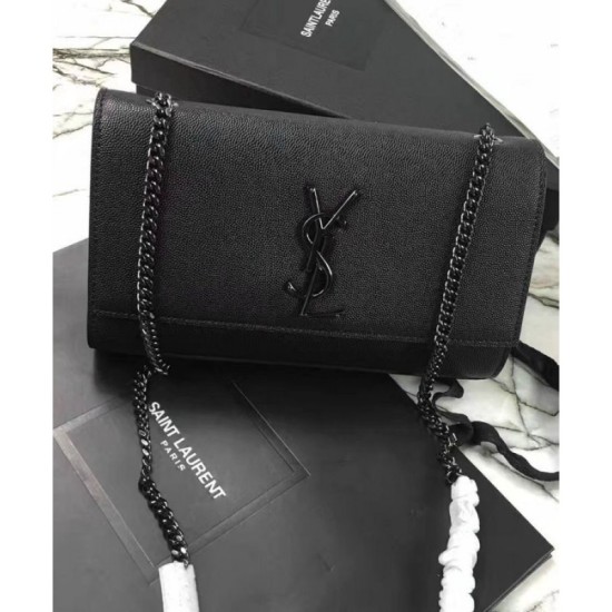 Fake YSL Classic Medium KATE Monogram SAINT LAURENT Satchel Black Replica