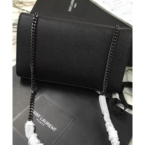 Fake YSL Classic Medium KATE Monogram SAINT LAURENT Satchel Black Replica