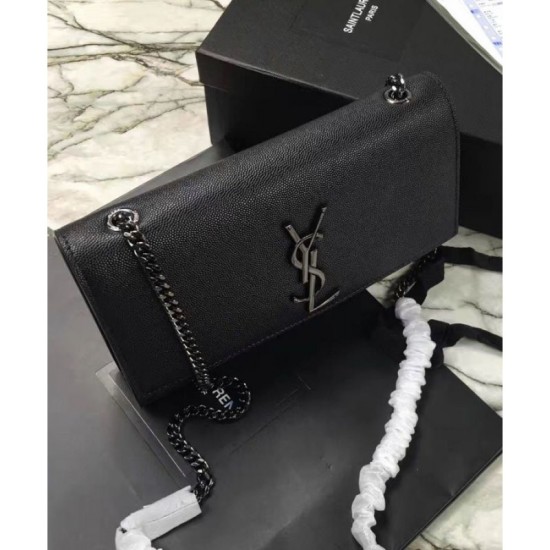Fake YSL Classic Medium KATE Monogram SAINT LAURENT Satchel Black Replica