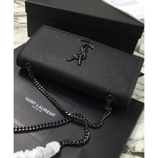 Fake YSL Classic Medium KATE Monogram SAINT LAURENT Satchel Black Replica
