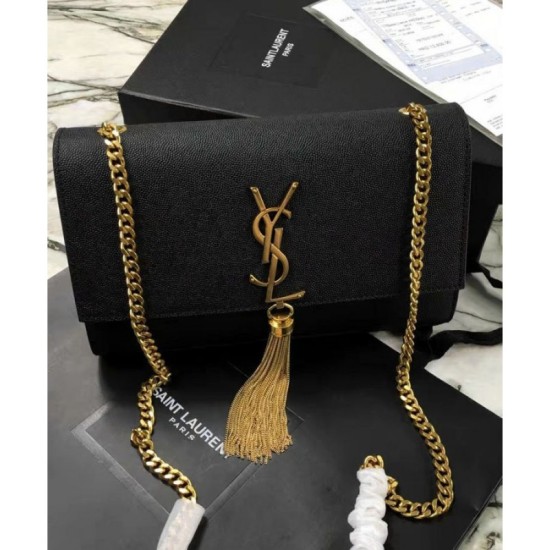 Replica YSL Classic Medium Kate Monogram SAINT LAURENT Tassel Satchel Black